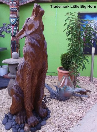 WOLF Wood Real Statue Decoration 2,10 M decoration LITTLE BIG HORN