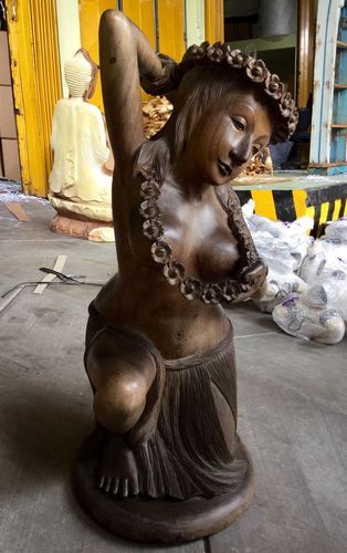 HULA WOMEN Hawaii statue sculpture Real Wood Little Big Horn 80 cm Statue Decoration NEW