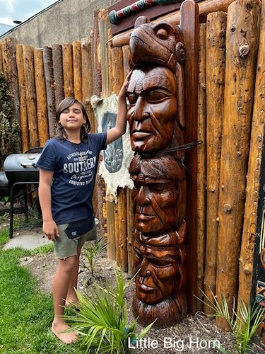 Indianer Holz Indianerkopf 2,00 M Museum Of Art Little Big Horn Indian Head