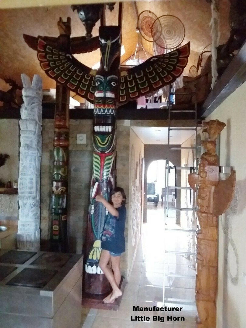 Totempfahl zweiteilig Indianer Marterpfahl Little Big Horn 4 Meter