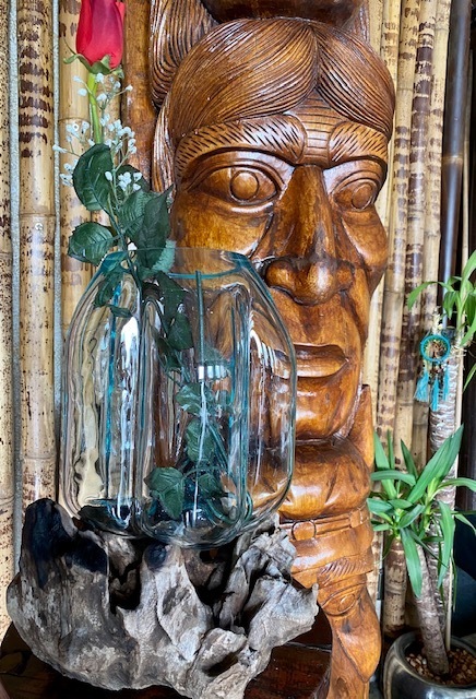 Root Vase Unique Burl Wood Glass Gamal Wood Deco Little Big Horn