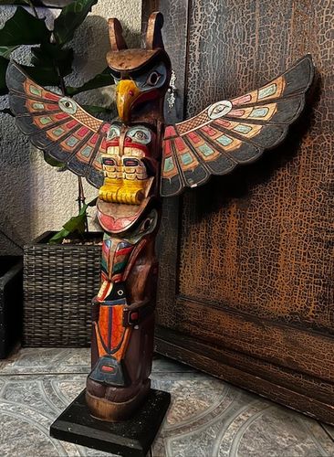 Totem pole Indian totem pole hand-painted Little Big Horn 1.00 meter