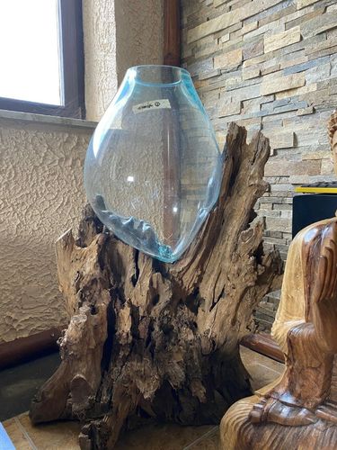 Root Vase Size L  Unique Burl Wood XXXL Glass Gamal Wood Deco Little Big Horn