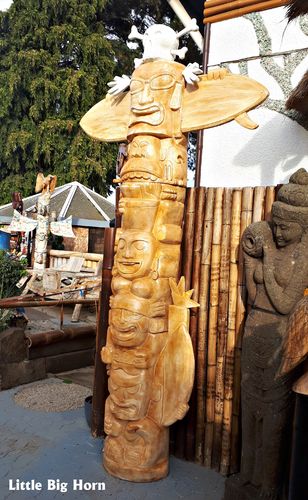 Totempfahl Indianer Marterpfahl Little Big Horn 3 Meter 3 Teile