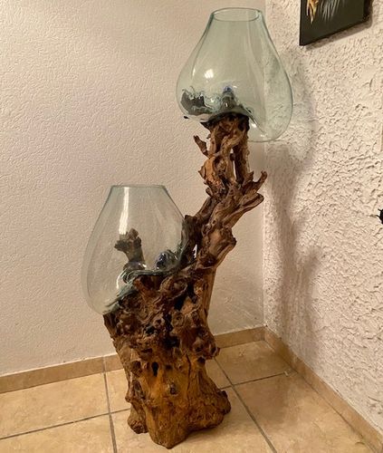 Wurzelholz Glasvase Liqva Vase Dekoration Root wood glass vase
