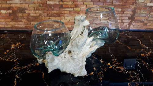 Wurzelholz Liqva Vase Doppelglas Gamal Holz Blumenvase Dekoration M-21