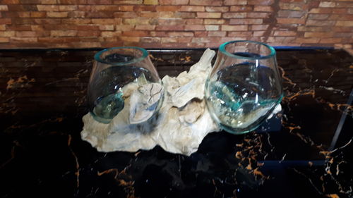 Wurzelholz Liqva Vase Doppelglas Gamal Holz Blumenvase Dekoration M-24