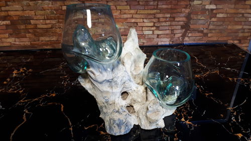 Wurzelholz Liqva Vase Doppelglas Gamal Holz Blumenvase Dekoration M-25