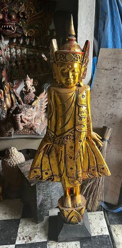Buddha solid wood decoration statue sculpture Little Big Horn