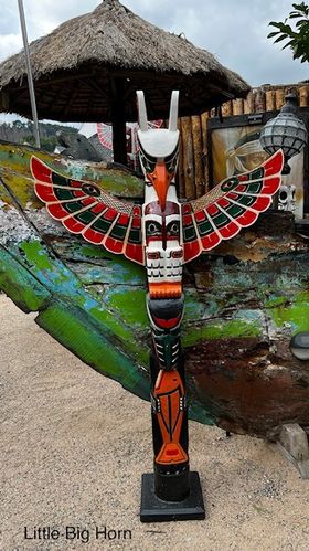 Totempfahl Indianer Marterpfahl bemalt Little Big Horn 1,50 Meter NEU