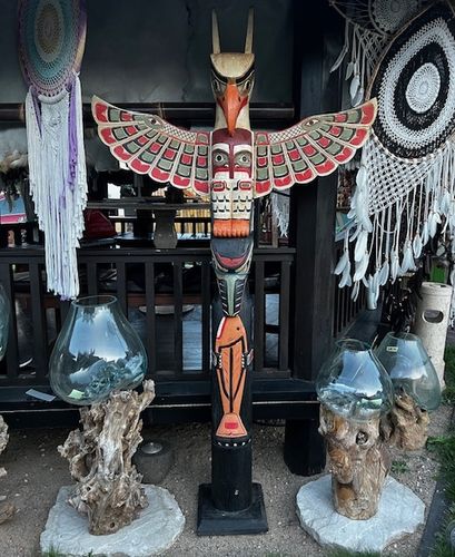 Totem Pole Big Wood Indian Shop Little Big Horn 2 Meter ( Example with Mistake )