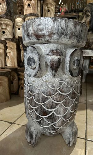 Owl from Albesia wood carved Original Little Big Horn statue decoration