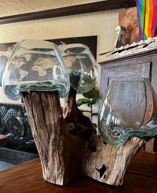 Wurzelholz Liqva Vase Doppelglas Gamal Holz Blumenvase Dekoration LBH-Deko-040