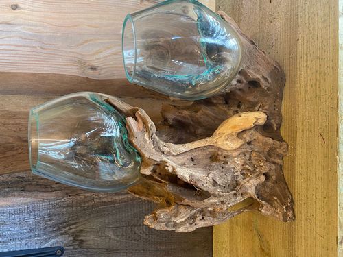 Wurzelholz Liqva Vase Doppelglas Gamal Holz Blumenvase Deko-030