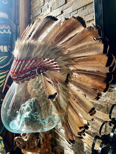 Indianer Kopfschmuck Federhaube Truthahn Original Little Big Horn